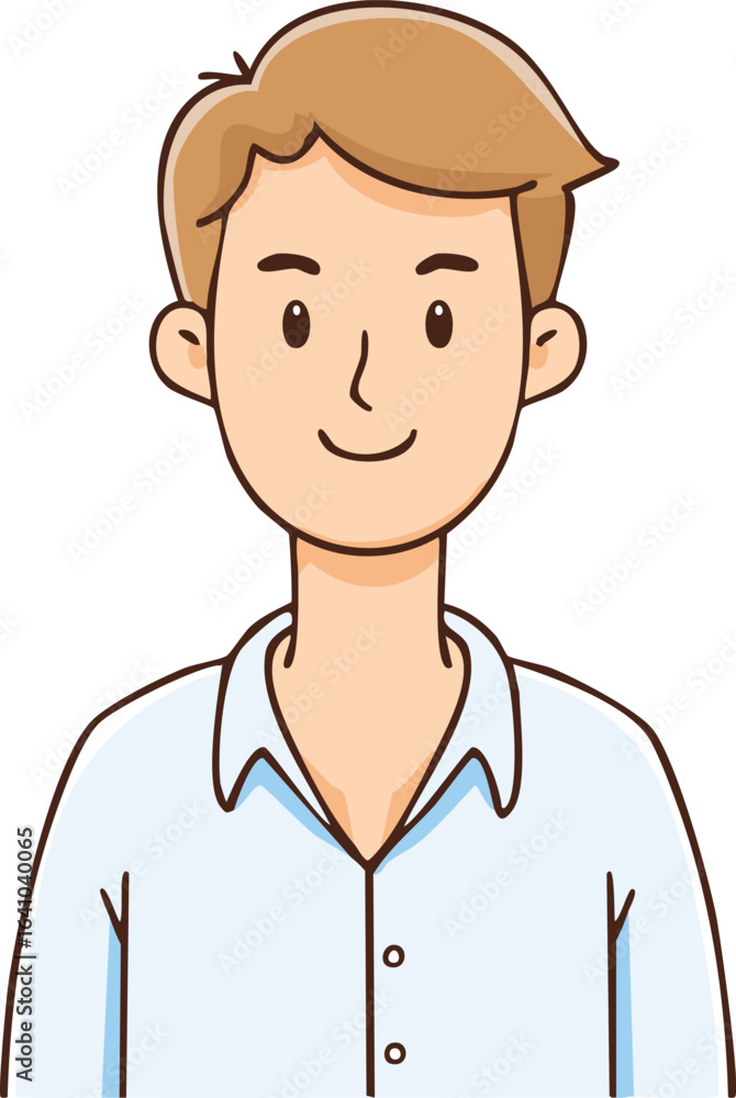 Smiling young man with light brown hair, wearing a light blue collared shirt. Smiling young man with light brown hair, wearing a light blue collared shirt.