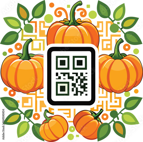 Halloween QR Code Pumpkin QR Code Autumn Harvest...