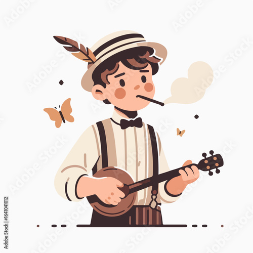 flat illustration of street singer