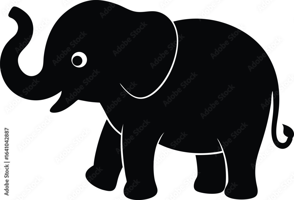 Fototapeta premium Cute Elephant Silhouette Icon