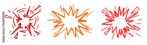 Photos Cartoon Boom Explosion Crayon Chalk Drawing PNG Transparent Set