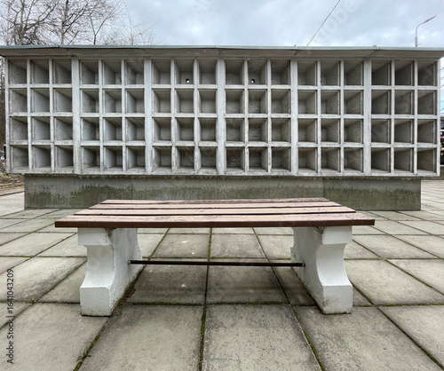 Concrete Wall columbarium and empty niches