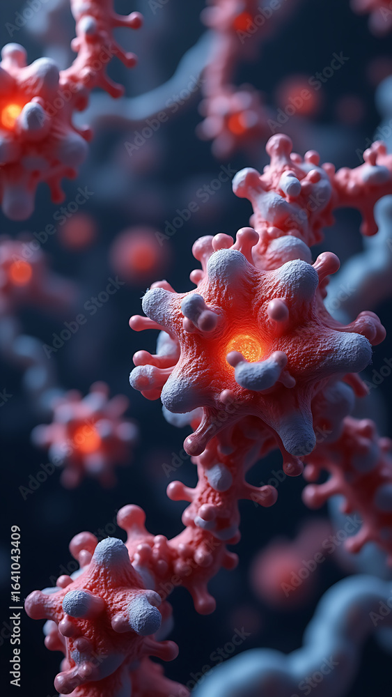 Fototapeta premium A microscopic view of enzymatic proteins that function as biological catalysts.