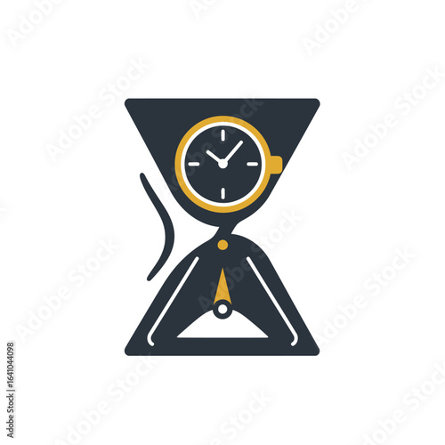 A professional horology icon. Fusing an hourglass, watch face, and compass, it symbolizes the passage of time, precision, and a sense of direction