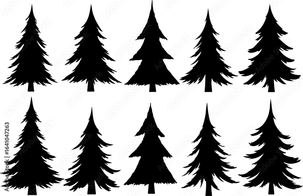 Fototapeta premium Christmas Tree Silhouette Vector Bundle