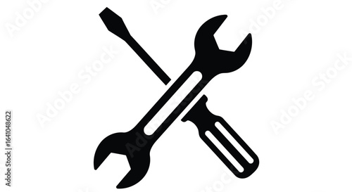 Vector illustration of wrench and screwdriver crossed isolated on white background for repair work