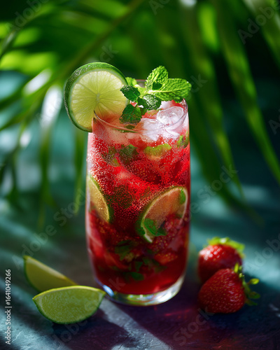 mojito cocktail with strawberry