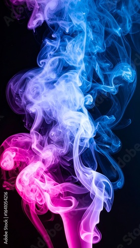 Wallpaper Mural Abstract swirls of vibrant pink and blue smoke against a stark black background Torontodigital.ca
