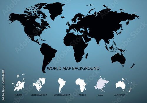 Simplified Earth Map with All Continents Illustrated