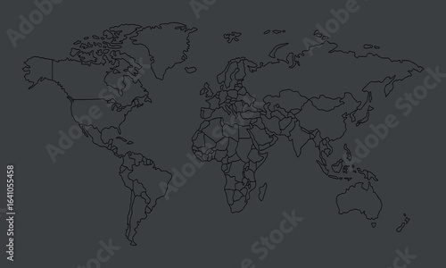 Modern World Map with Individual Continent Silhouettes