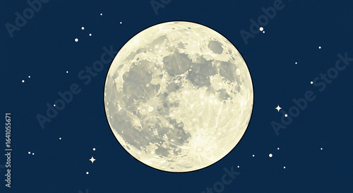 夜空に輝く満月のイラスト