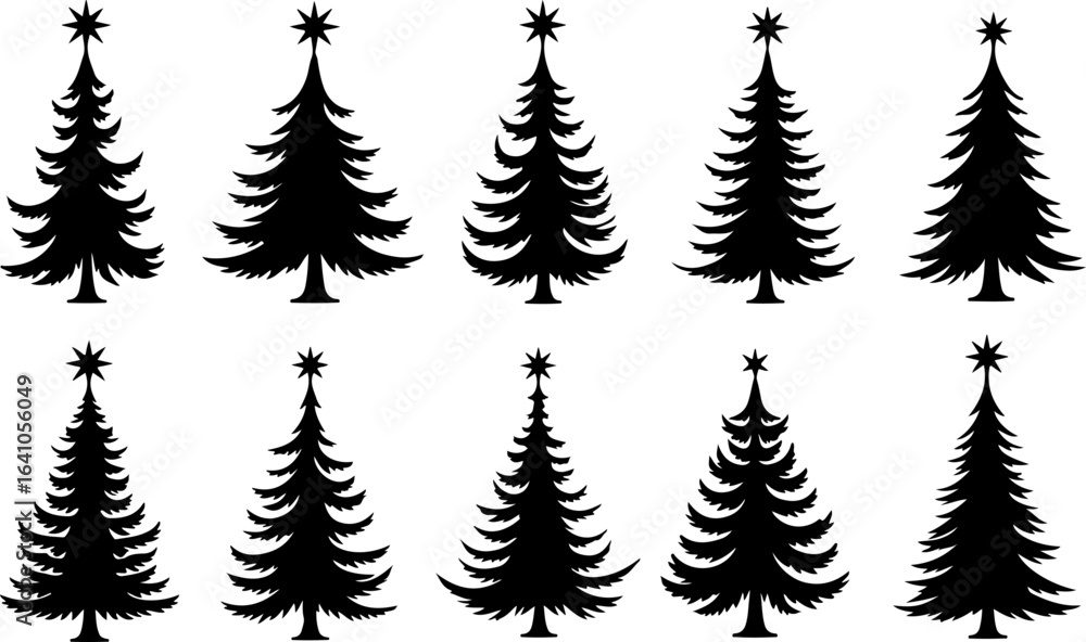 Naklejka premium Christmas Tree SVG Bundle | Pine Tree Silhouette Cut Files