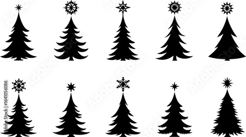 Classic Christmas Tree Silhouettes Vector Bundle