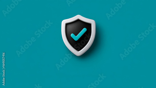 Free Download 3D shield with checkmark on teal background symbolizing security. - GFXLoad