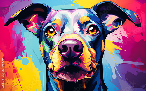 Colorful Pitbull Dog Painting