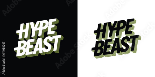 Hype beast bold 3D layered typography in modern streetwear style for urban fashion t shirt design