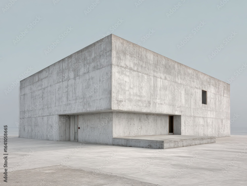 Fototapeta premium Minimalist concrete building by the sea
