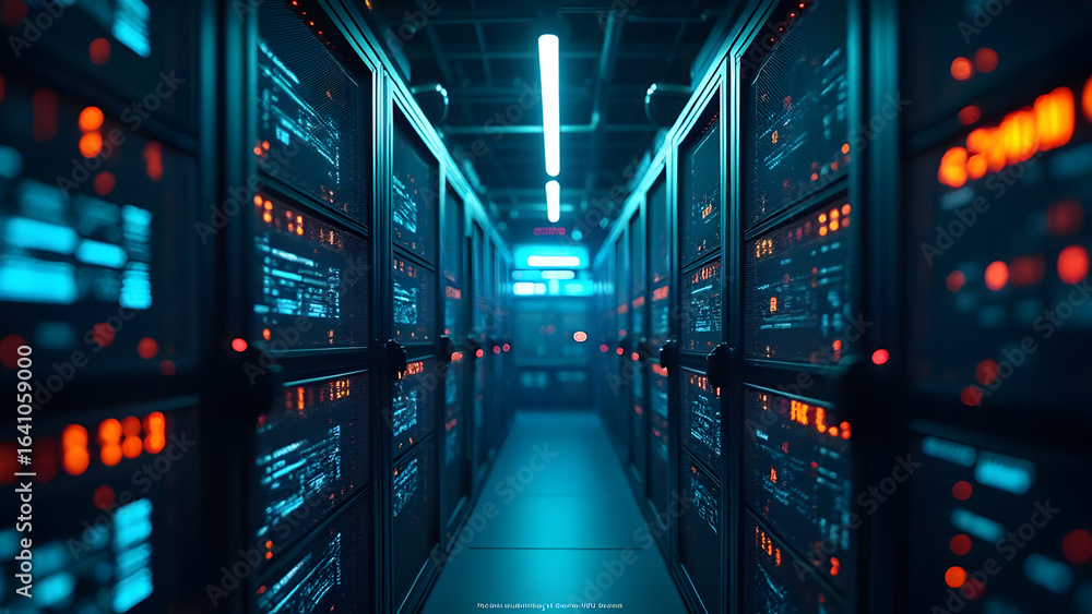 Fototapeta premium Neural Network Data Center Artificial Consciousness Instability