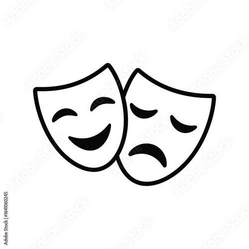Comedy and tragedy masks representing theater performance and emotional expression