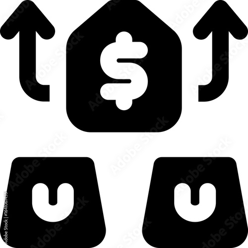 overpriced glyph icon. Strong and solid vector icon for websites, mobile interfaces, presentations, and visual branding. High quality and easy to edit.