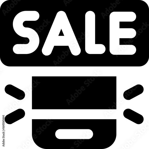 sale glyph icon. Strong and solid vector icon for websites, mobile interfaces, presentations, and visual branding. High quality and easy to edit.