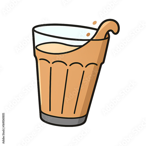 Spilled chai Glass Vector – Transparent Background Cartoon Style
