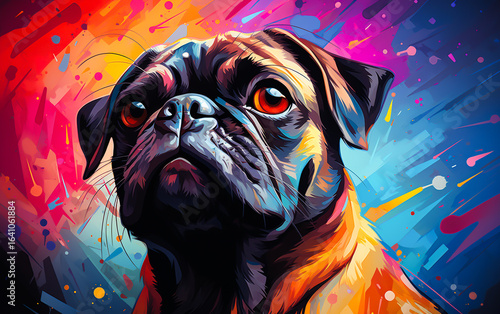 Cute and colorful small dog drawing