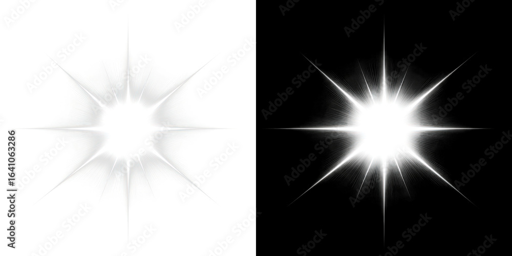Naklejka premium Radiant starburst light effect png cut out element set, transparent background