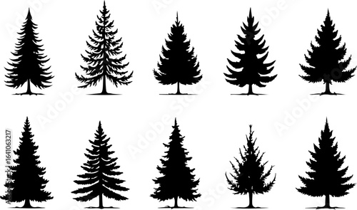 "Christmas Tree Silhouette Set – Holiday Pine and Fir Vector Collection"