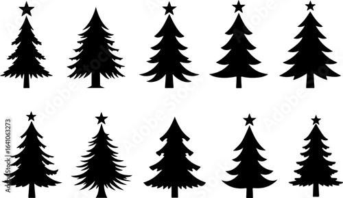"Christmas Tree Silhouette Set – Holiday Pine and Fir Vector Collection"