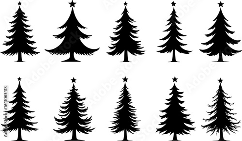 "Christmas Tree Silhouette Set – Holiday Pine and Fir Vector Collection"