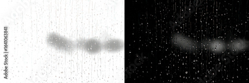 Rainy window with blurred lights png cut out element set, transparent background