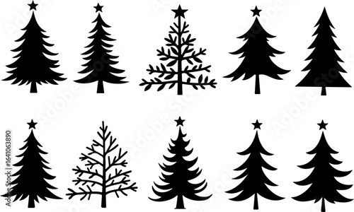 "Christmas Tree Silhouette Set – Holiday Pine and Fir Vector Collection"