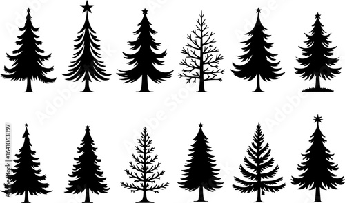 "Christmas Tree Silhouette Set – Holiday Pine and Fir Vector Collection"