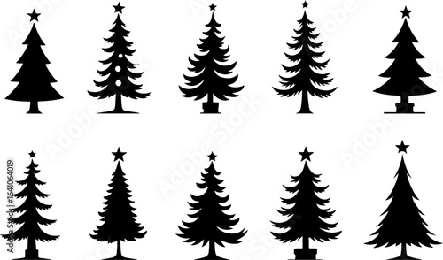 "Christmas Tree Silhouette Set – Holiday Pine and Fir Vector Collection"