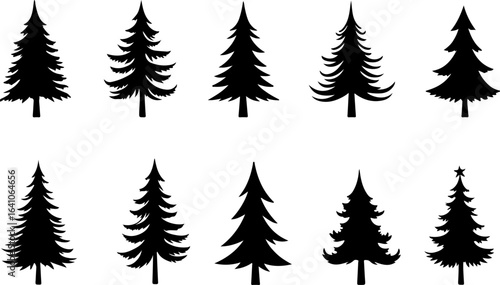 "Christmas Tree Silhouette Set – Holiday Pine and Fir Vector Collection"