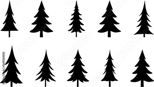 "Christmas Tree Silhouette Set – Holiday Pine and Fir Vector Collection"