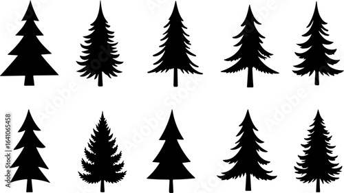 "Christmas Tree Silhouette Set – Holiday Pine and Fir Vector Collection"