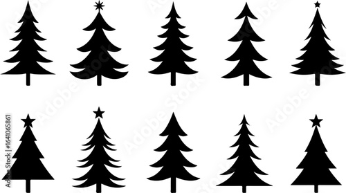 "Christmas Tree Silhouette Set – Holiday Pine and Fir Vector Collection"