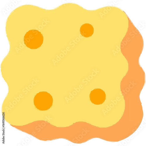 Cheese slice with holes in flat design and cheerful colors  