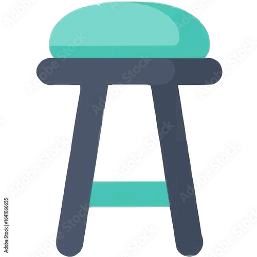 Modern wooden stool with a teal seat in minimalist design  
