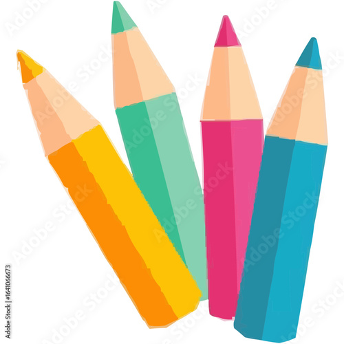 Colorful pencil crayons in various shades displayed together  