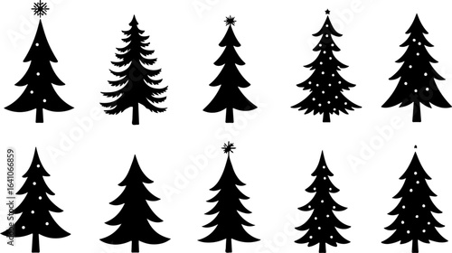 "Christmas Tree Silhouette Set – Holiday Pine and Fir Vector Collection"