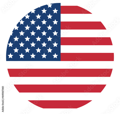 United States flag in circular design, American national symbol, transparent png and vector illustration.