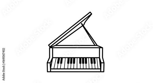 Grand piano icon in black and white.