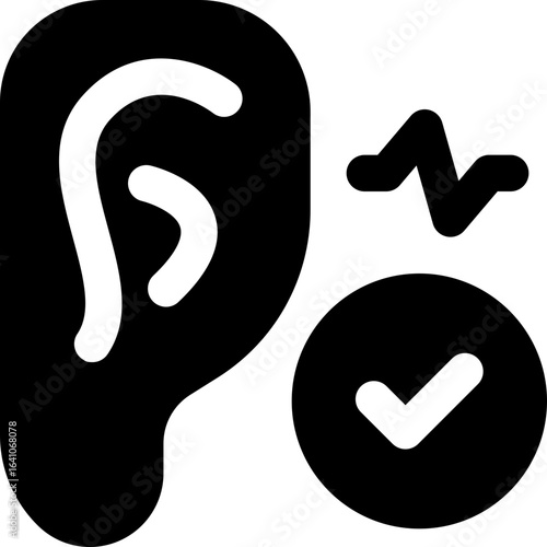 ear checkup glyph icon. Strong and solid vector icon for websites, mobile interfaces, presentations, and visual branding. High quality and easy to edit.