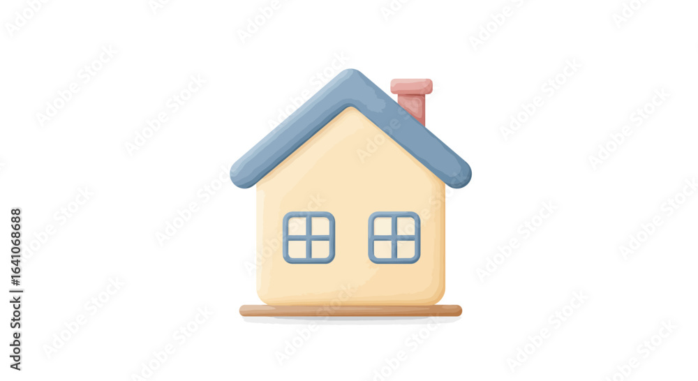 Cute cartoon house illustration with blue roof and chimney, perfect for real estate designs Cute cartoon house illustration with blue roof and chimney, perfect for real estate designs