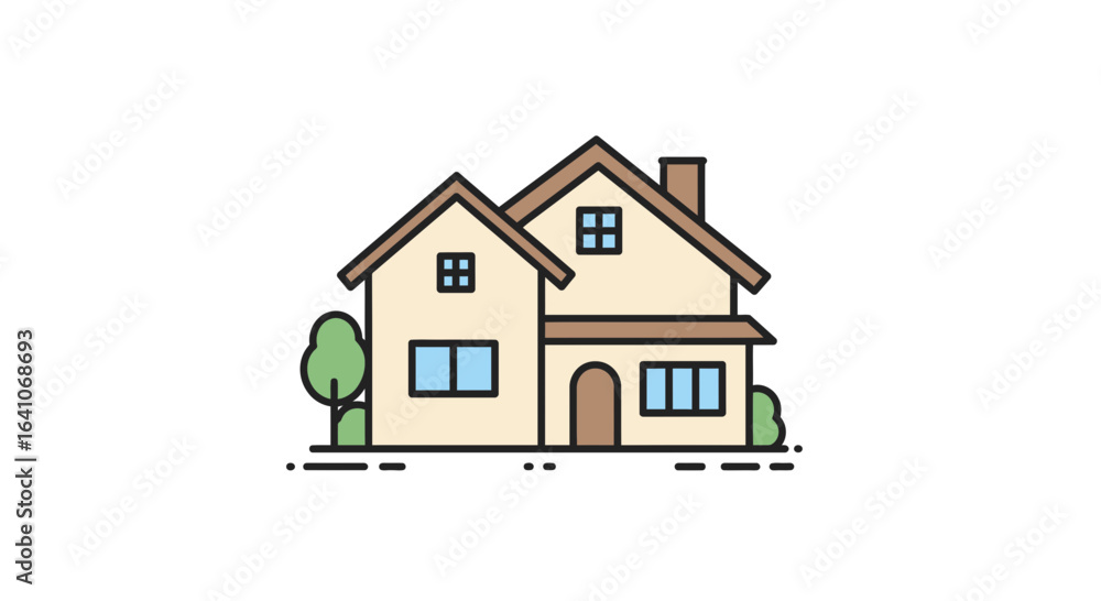 Charming cartoon house with curb appeal, perfect for real estate, home design, and family Charming cartoon house with curb appeal, perfect for real estate, home design, and family