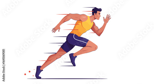 Dynamic runner sprinting with speed lines, representing fitness, health, and athletic achievement