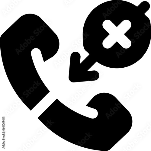 missed call glyph icon. Strong and solid vector icon for websites, mobile interfaces, presentations, and visual branding. High quality and easy to edit.